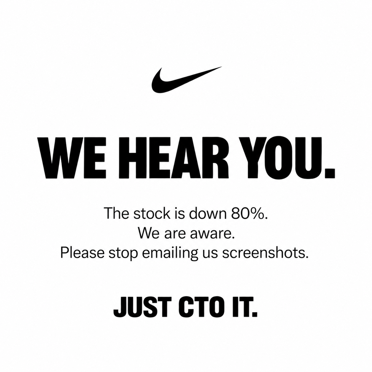 Corporate statement: we hear you, please stop emailing us screenshots
